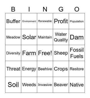Restoration Bingo Card