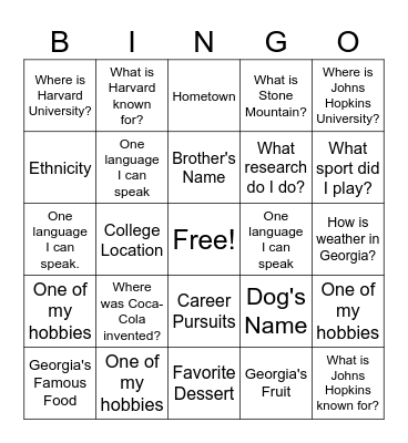 All About Clara Bingo Card