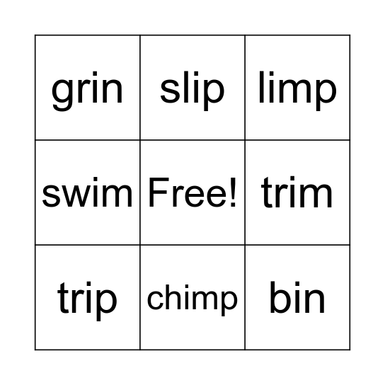 Chimp with a Limp Bingo Card