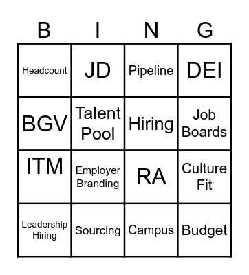 Talent Acquisition Bingo Card