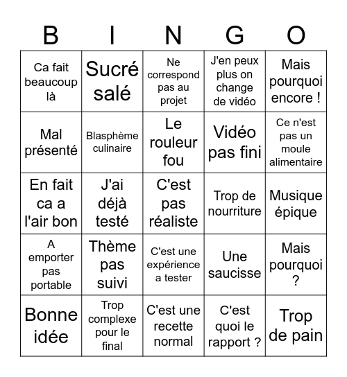 Chefclub Bingo Card