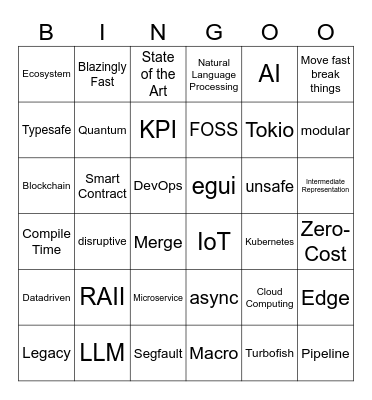 Eurorust Bingo Card