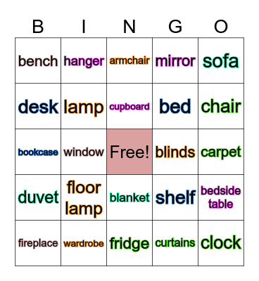 Furniture Bingo Card