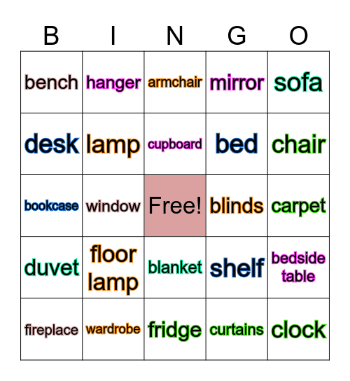 Furniture Bingo Card