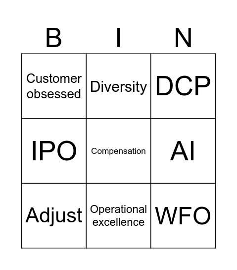 Oren's Bingo Card