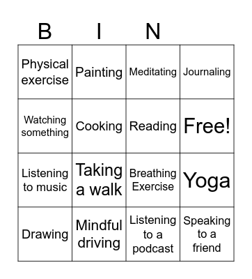 Mindful Bingo! Bingo Card