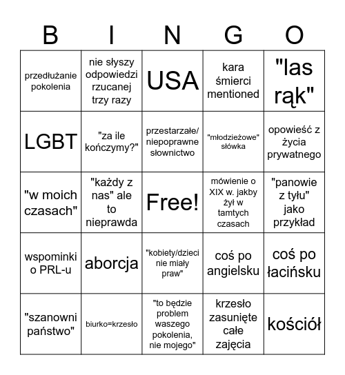 PP Bingo Card