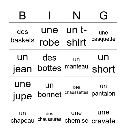 Vetements Bingo Card