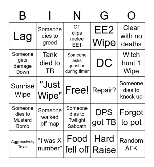 M4S Bingo Card