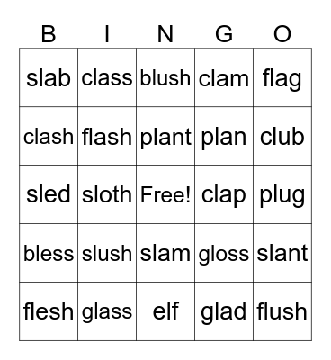 l-blend bingo Card