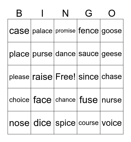 ce / se Bingo Card