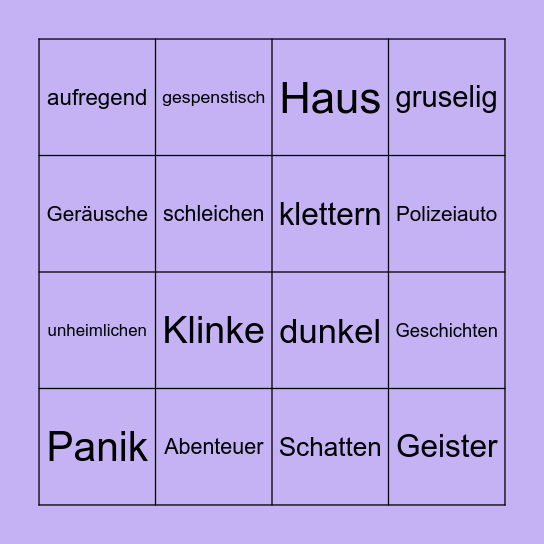 Das Spukhaus Bingo Card