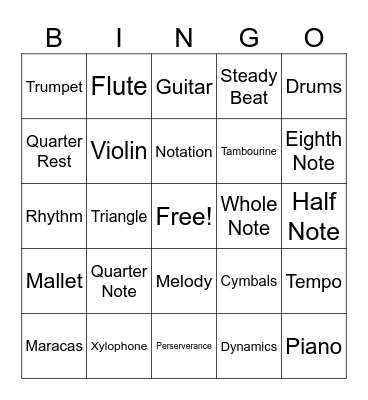 Music Bingo Card
