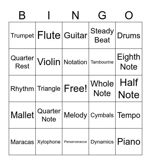 Music Bingo Card