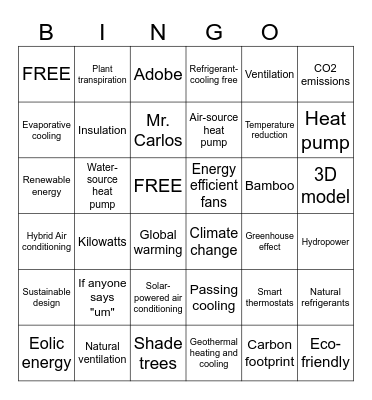 AC Sustainability Bingo Card