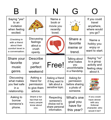 Boundaries and Consent Bingo Card
