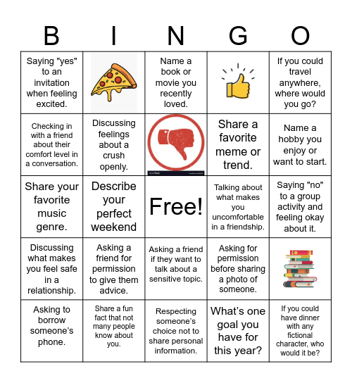 Boundaries and Consent Bingo Card