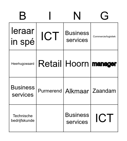 Vakgroep kennismakingsopdracht Bingo Card