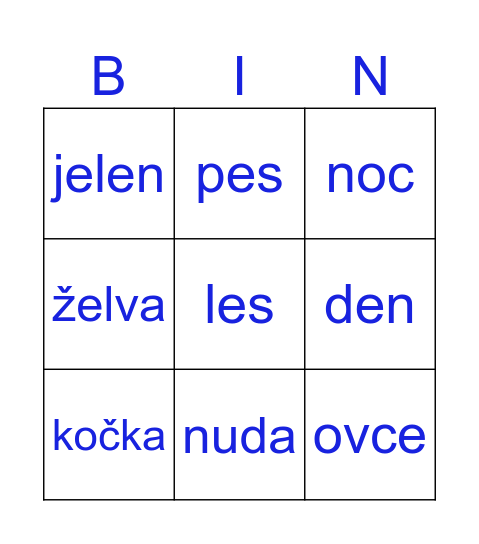Nuda Bingo Card