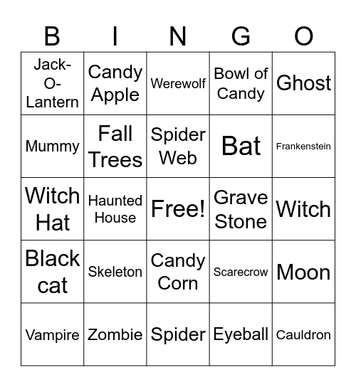 Halloween Bingo Card