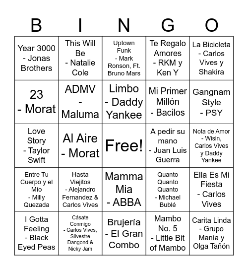 Yriam & Johan Bingo Card