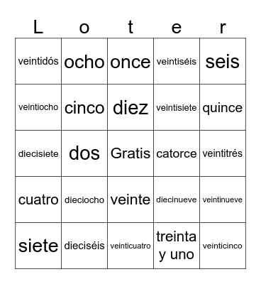 Lotería Bingo Card