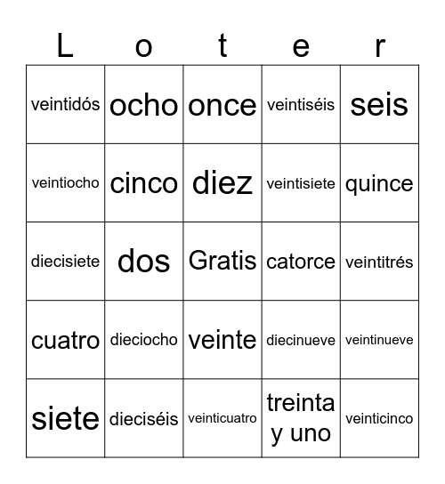 Lotería Bingo Card