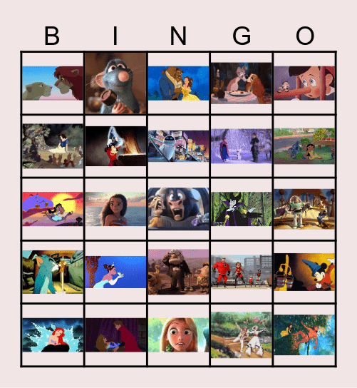 Disney movies Bingo Card