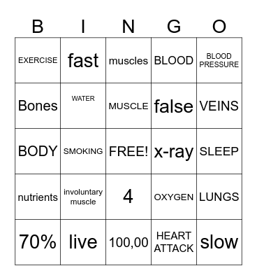 HEALTHLY  HEART Bingo Card