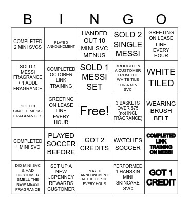 MESSI LAUNCH Bingo Card