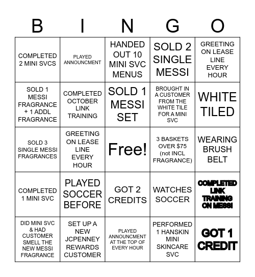 MESSI LAUNCH Bingo Card