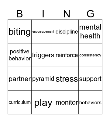 TRAINING BINGO Card