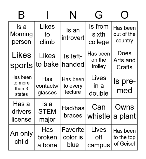 Math 3C Bingo Card