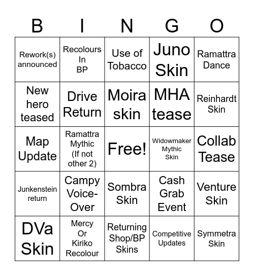 Overwatch S13 Bingo Card