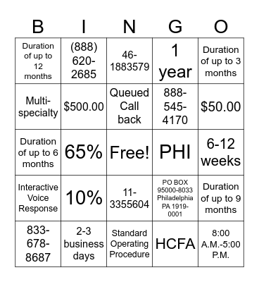 SOP Day 1 & Day 2 Bingo Card