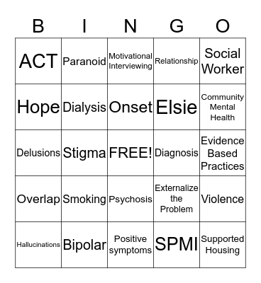 Social Work Bingo Card