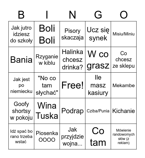 Stary Bingo Card