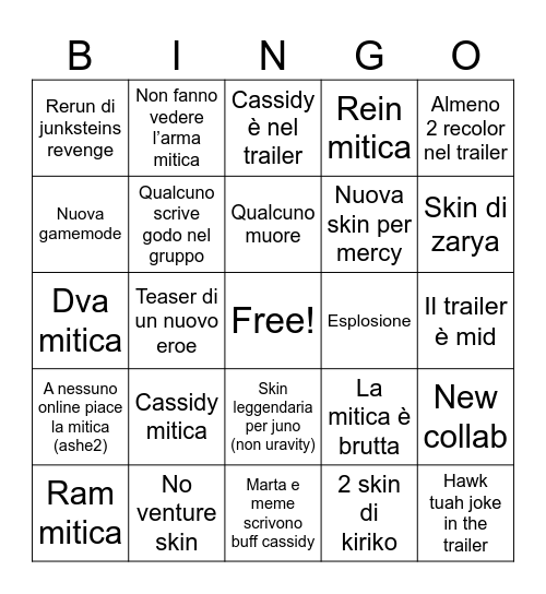 Overwatch 2 season 13 bingo Card