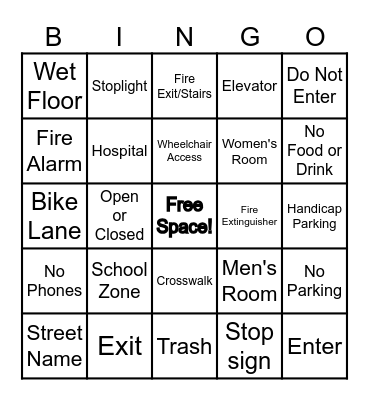 Community Signs BINGO! Bingo Card