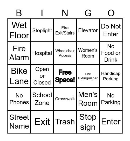 Community Signs BINGO! Bingo Card