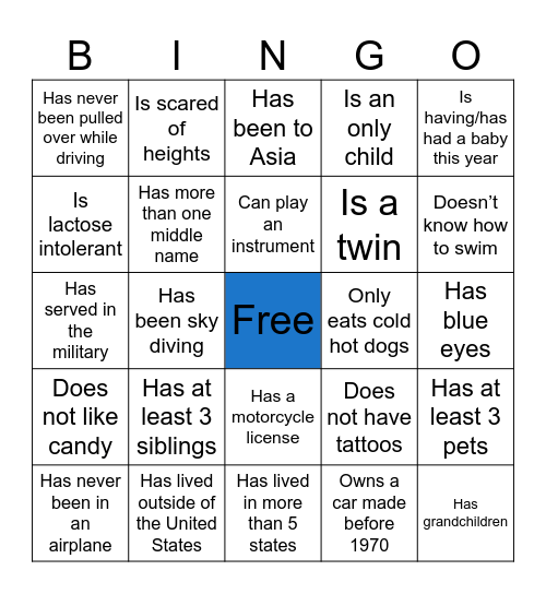 Find Someone Who… Bingo Card