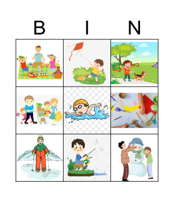 Activities and weather Bingo Card