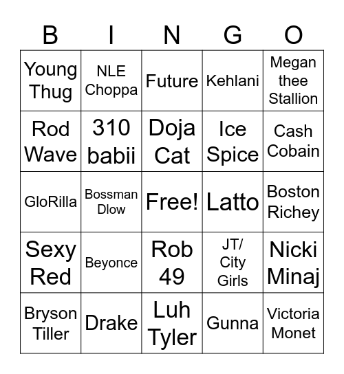 Wisecents Trap Bingo Card