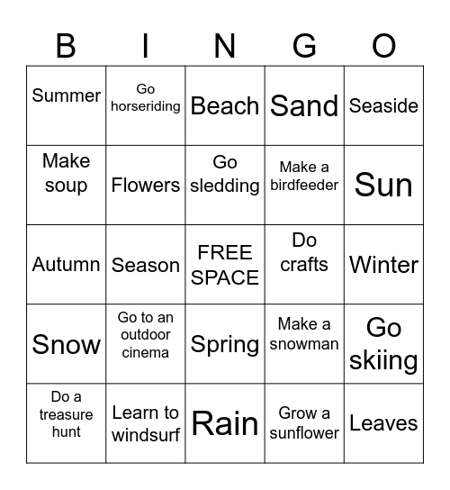 The Seasons Bingo Card