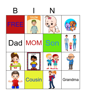 Family Members Bingo Card