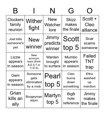 Life Series S6 Bingo Card
