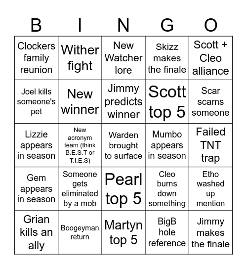 Life Series S6 Bingo Card