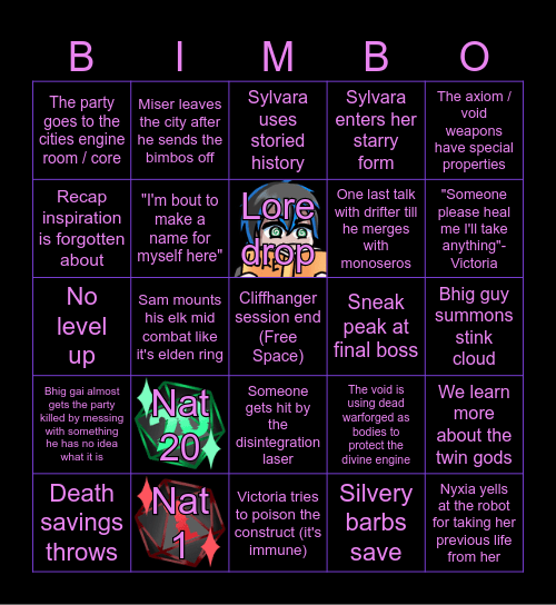 Beyond The Rift ep.10 Bingo Card