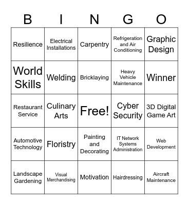 Skills and Competitions Bingo Card