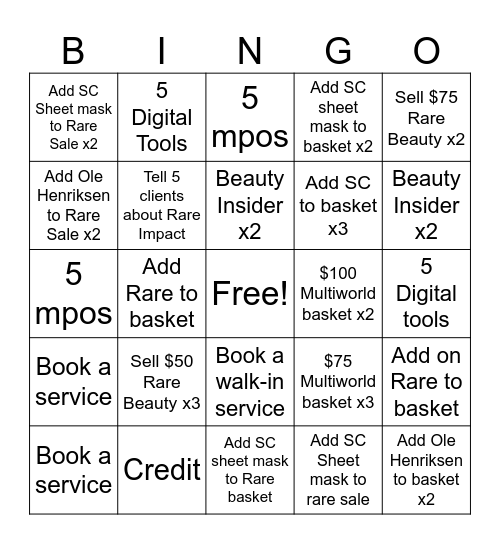 Rare Bingo Card